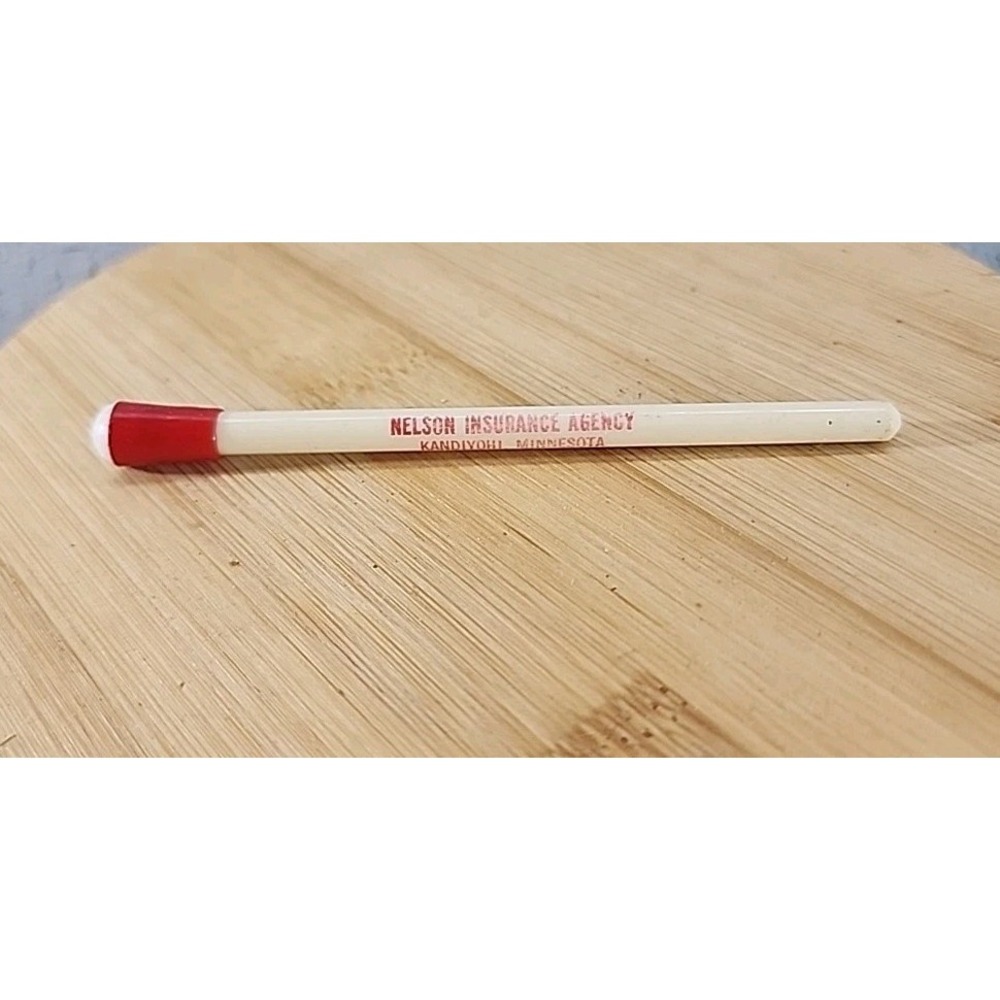 Vintage advertising ballpoint pen from Nelson Insurance Agency. red White Match